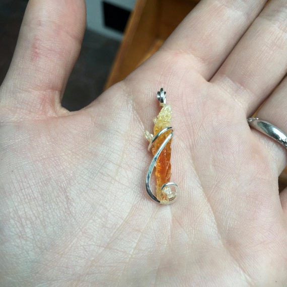 Zincite crystal in sterling silver pendant