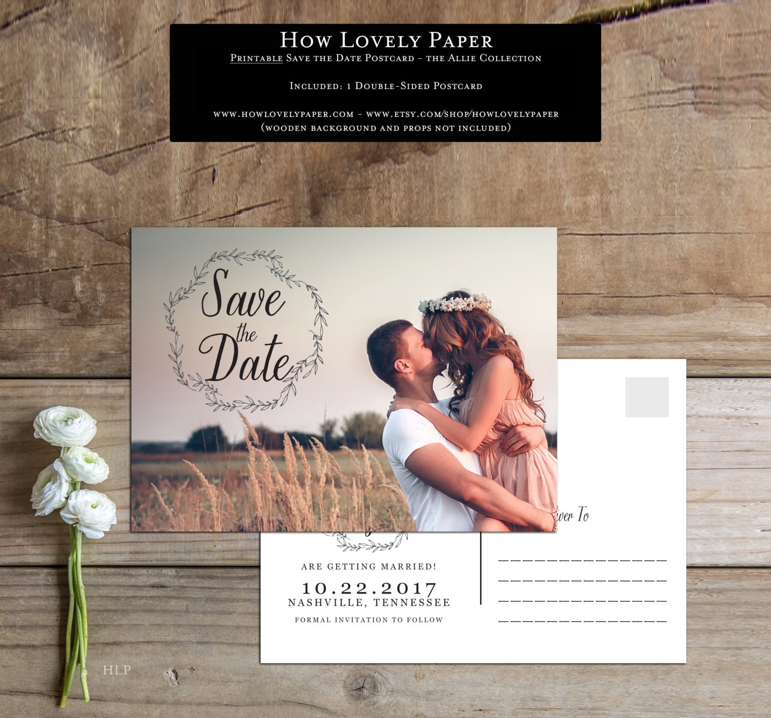 Printable Save the Date Postcard the Allie Collection