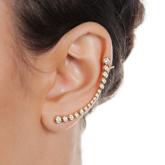 18K Gold Ear Cuff Fashionable Ear Cuff Swarovski Ear Cuff Gold