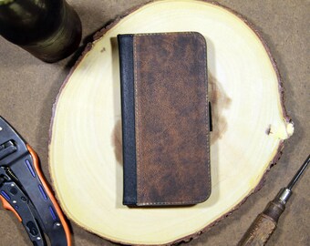 Gifts for Men, Leather-Look Phone Wallet, Phone Case for iPhone 7 & 6 Plus, Samsung Galaxy S7 Edge Case S5 S6 Cell Phone Accessories For Him