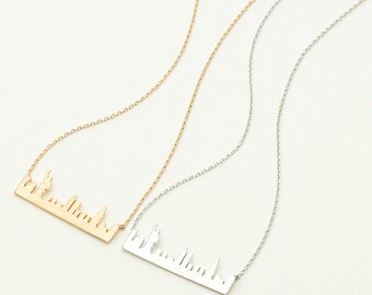 New York Skyline Necklace / new york city necklace, skyline cityscape necklace, the statue of liberty, landscape necklace / N287