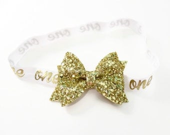 First birthday outfit, first birthday headband, gold headband, one headband, 1st birthday girl, girl party,