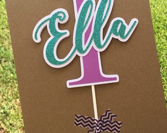 First Birthday Cake Topper, Gold Glitter, One Cake Topper, First Birthday Party, Under the Sea Cake Topper