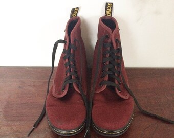 maroon canvas doc martens