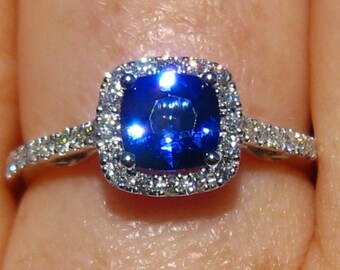 Blue diamond engagement rings etsy