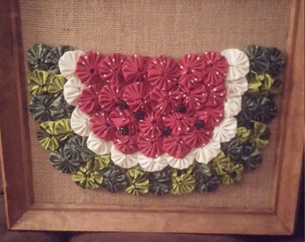 Handmade Yo-Yo Framed Watermelon