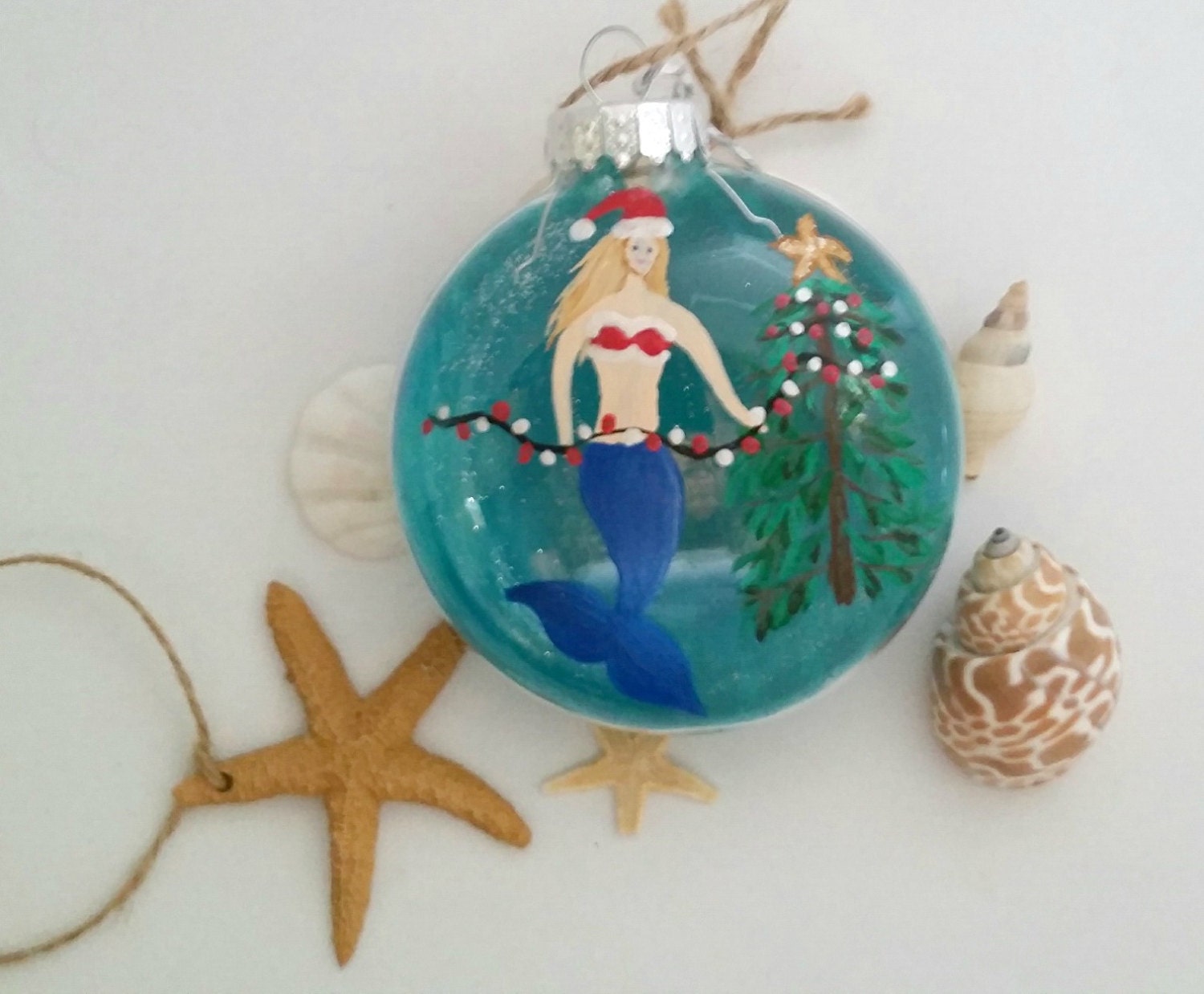 mermaid ornament hand painted glass ornament beach holiday mermaid ornament hand painted glass ornament beach holiday