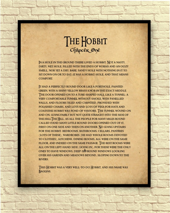 The Hobbit Art Print The Hobbit Wall Art Book Page Art