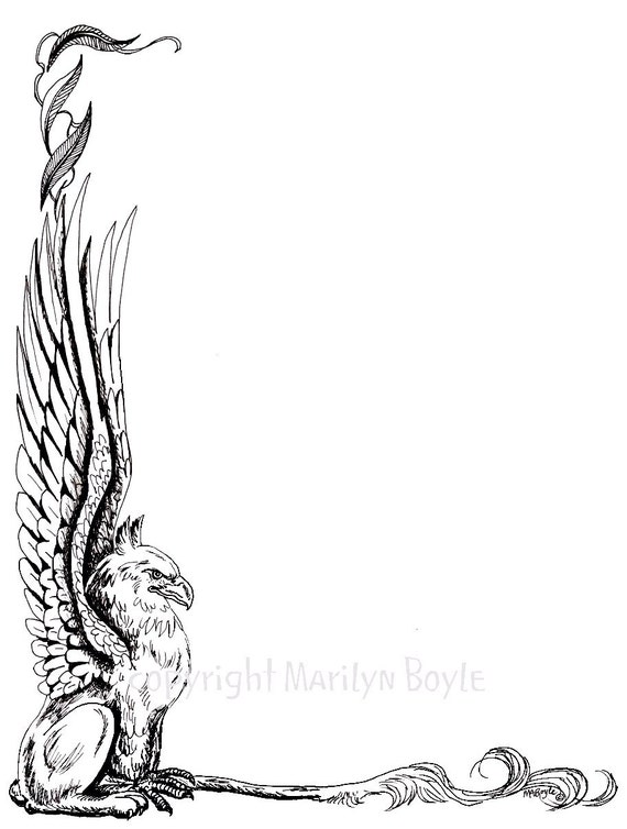 DIGITAL BORDER GRYPHON fantasy digital download fatasy
