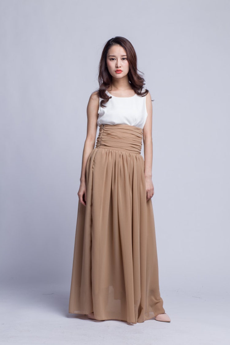 Floor Length Summer Skirt High Waist Maxi Skirts by Dressbeautiful