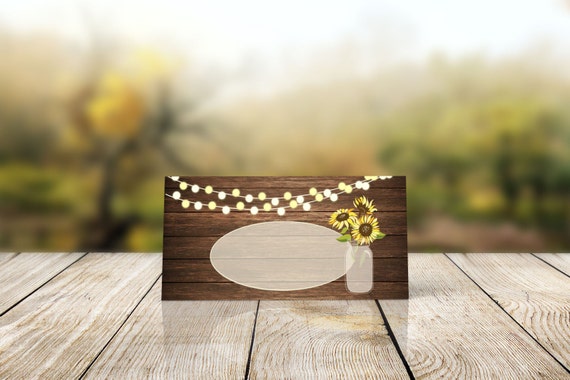 Printable Place Cards Rustic Wedding Place Card Sunflower