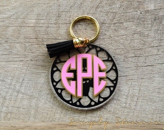 Monogrammed Keychain, Monogram, Acrylic Keychain, Personalized keychain
