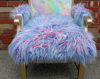 FREE FEDEX SHIPPING - Accent Chair - Unicorn - Nursery - Faux Fur Chair - Watercolor Art - Splatter Paint Art
