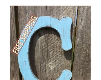 Distressed wooden letter C Gungsuh font Free Shipping! perfect for nursery decor, home decor, wedding decor, party decor, and party favors.