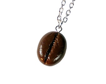 Scented Option - Coffee Bean Necklace, Coffee Necklace, Food Jewelry, Coffee Bean Charm, Breakfast Jewelry, Scented Jewelry, Miniature Food