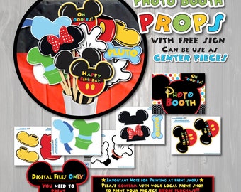 Mickey Mouse Clubhouse birthday Photo Booth Props ONLY, Mickey Mouse birthday, Mickey Mouse Party, Can be used as Center pieces