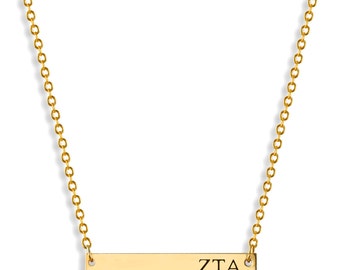 Zeta Tau Alpha Sorority Bar Necklace / Zeta Tau Alpha Necklace / Sorority Necklace / Sorority Gift / Big Little Gift / Sorority Jewelry