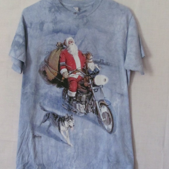 Harley Davidson Santa on Motorcycle Shirt by ReVintageBoutique