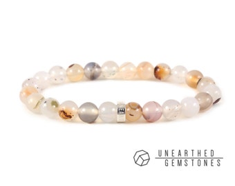 Montana Agate Bracelet - Gemstone Beaded Bracelet, Mineral Jewelry, Stretch Bracelet, For Her, Mineral Bracelet