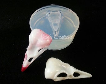 Faux taxidermy Raven bird skull clear silicone mold
