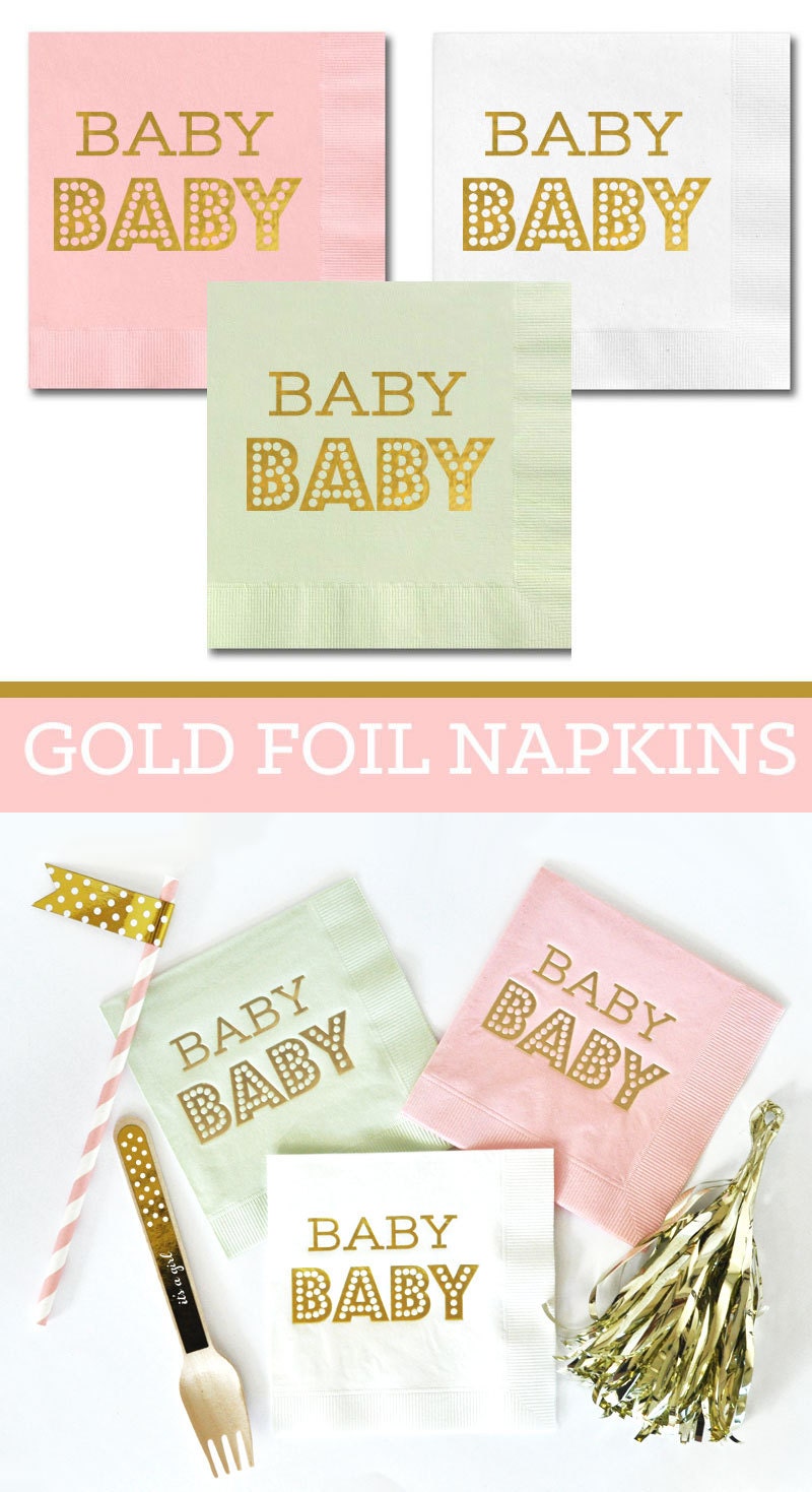 Baby Shower Napkins Baby Napkins Pink and Gold Baby Shower