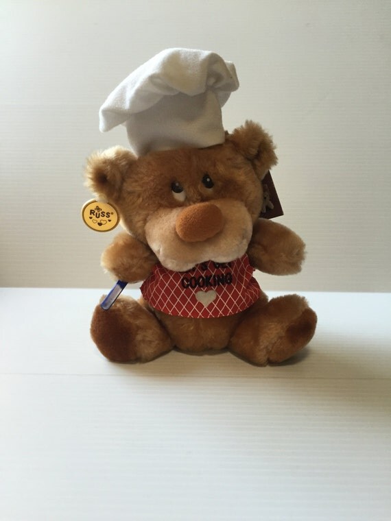 CHEF BEAR Brown Plush Bear Plush Bear With Chef Hat Vintage