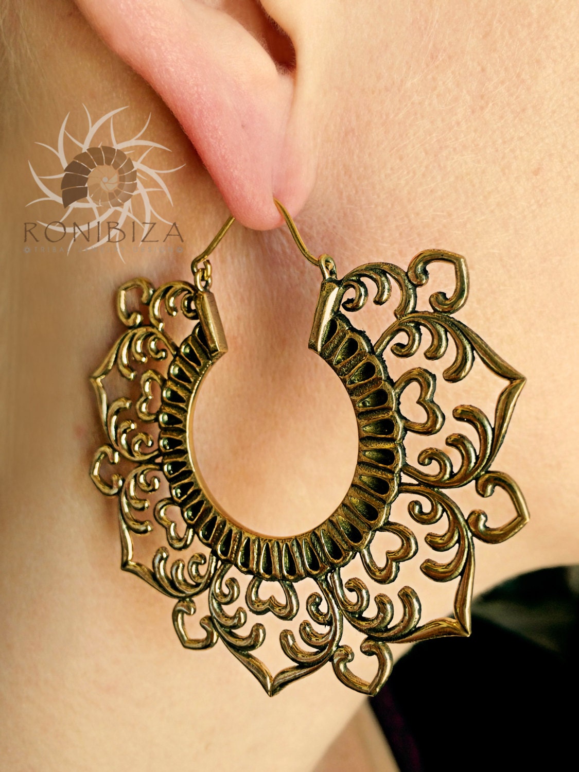 Brass Earrings Brass Hoops Gypsy Earrings Tribal