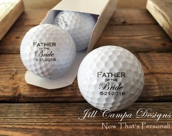 FATHER of the BRIDE, custom golf balls- gift for Dad - Wedding - Bride's Father, Father of the Bride gift, personalized golf balls, set of 3