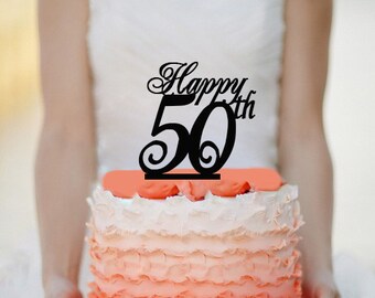 Happy 50th Cake Topper - Acrylic Cake Topper