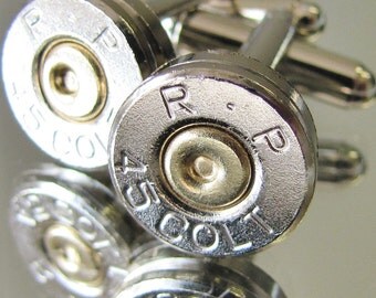 45 Colt REMINGTON Mens Bullet Cufflinks Silver Nickel Gold Jewelry Gun Pistol Leather Holster Personalized Ammo Box Can Belt Buckle Availab