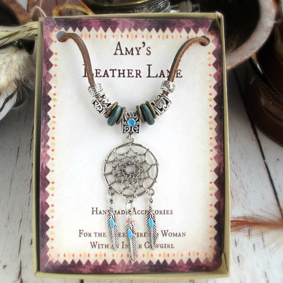BOHEMIAN GIFTDream Catcher NecklaceBohemian by AmysLeatherLane