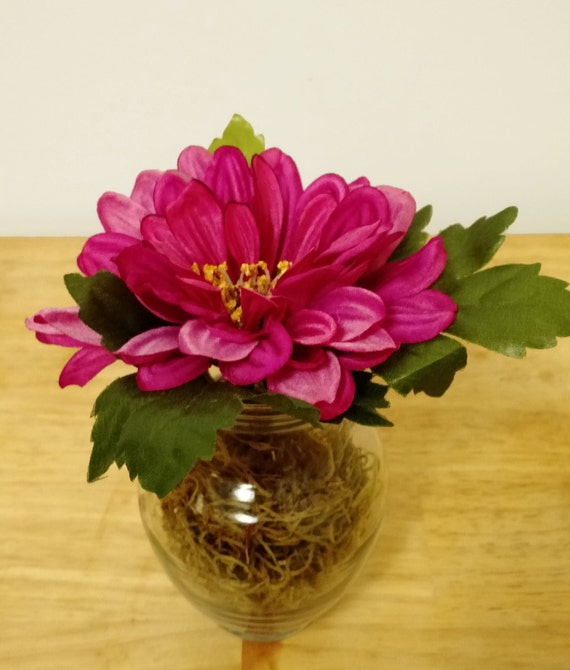 Pink Silk Dahlia Small Flower Arrangement by NancieFloralDelights