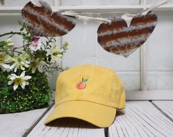 PEACH Baseball Hat Low Profile Embroidered Baseball Caps Dad Hats Burnt Yellow