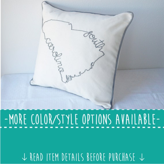 South Carolina State Embroidered Decorative Throw Pillow