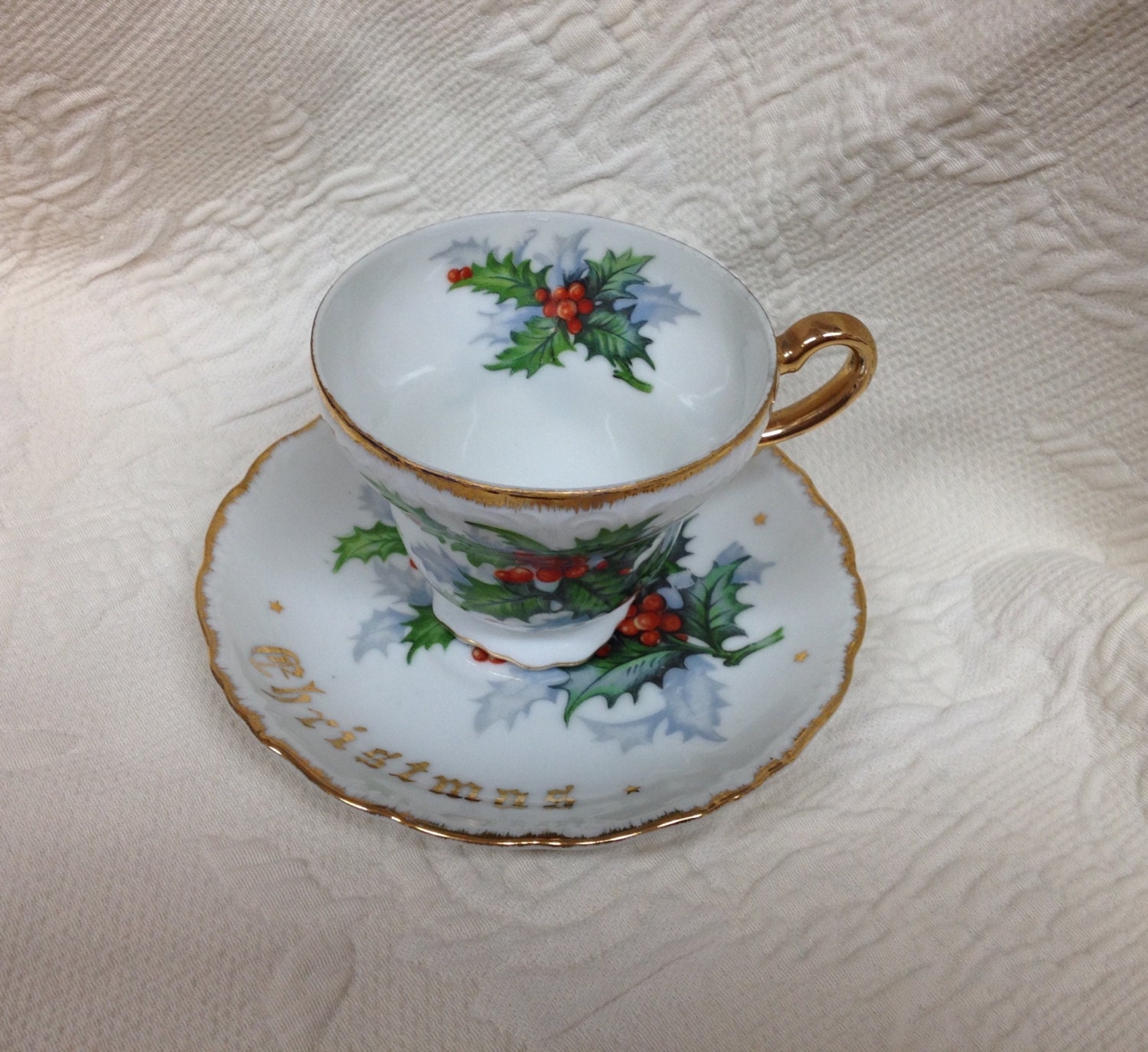 Norcrest Christmas Cup And Saucer Norcrest Fine China