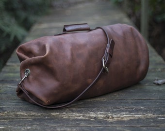 Leather Duffle Bag - The Gunnar Duffle - Military Style Duffel