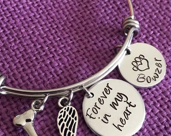 Pet Memorial Jewelry - Dog Memorial Bracelet - Pet Loss Gift - Forever in my Heart - In Memory of Dog. Personalized Dog Remembrance