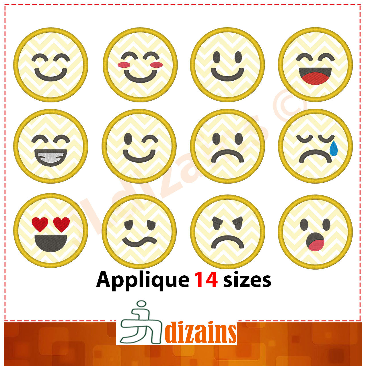 Emoji Applique Design Set. Emoji embroidery design set. Emoji