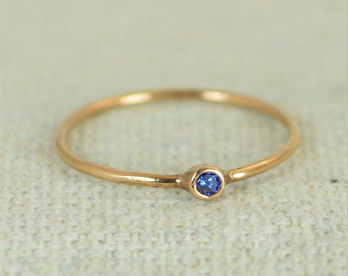 Tiny Rose Gold Filled Sapphire Ring, Rose Gold Sapphire Stacking Ring, Rose Gold Sapphire Ring, Sapphire Mothers Ring, September Birthstone