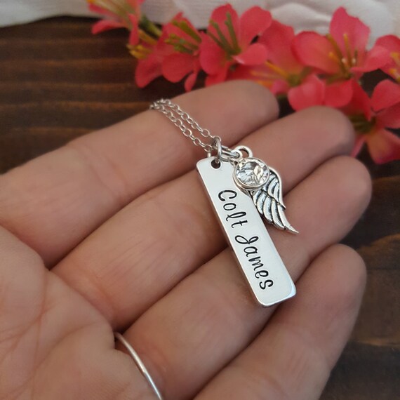 Infant Loss Personalized Necklace With Angel by PocketsOfMischief