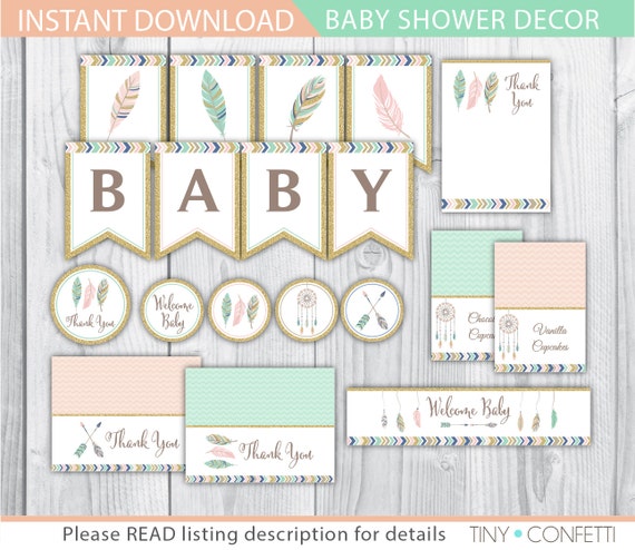 shower baby you letter thank tribal baby shower decor decor Tribal baby printable shower