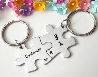 Puzzle Piece Keychains, Customized Keychains, Couple Keychains, Long Distance Relationship Gifts, Personalized Keychains, Anniversary Gift