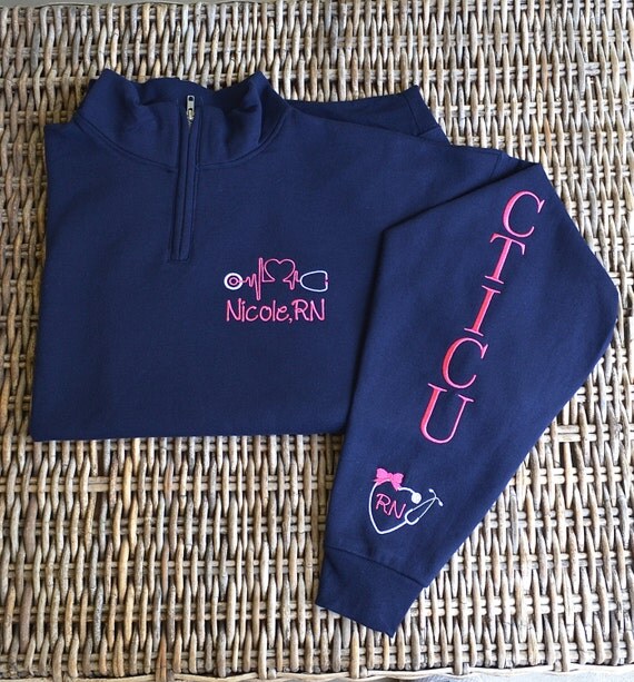 Nurse's 1/4 Zip Pullover Monogrammed 2 DAY SHIPPING