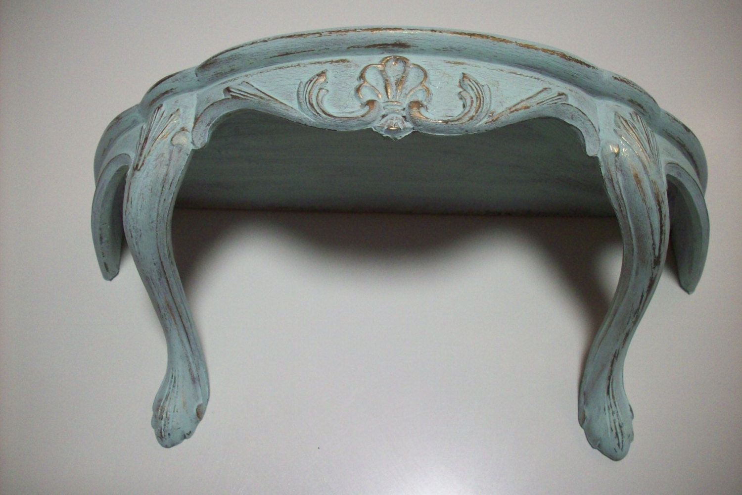 Mint Green and Gold Wall Shelf/ Vintage Burwood Products