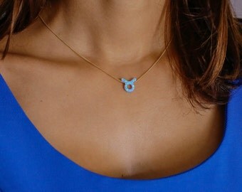 Opal necklace, opal zodiac necklace, Blue opal necklace, opal gold necklace, opal jewelry, personalized opal necklace, October birthstone