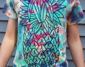 Made to Order Pineapple Shirt, Pineapple Tshirt, Custom Tie Dye Shirt, Tie Dye Tshirt, Fruit Shirt, Luau Shirt, Hawaiian Party, Fun Shirt