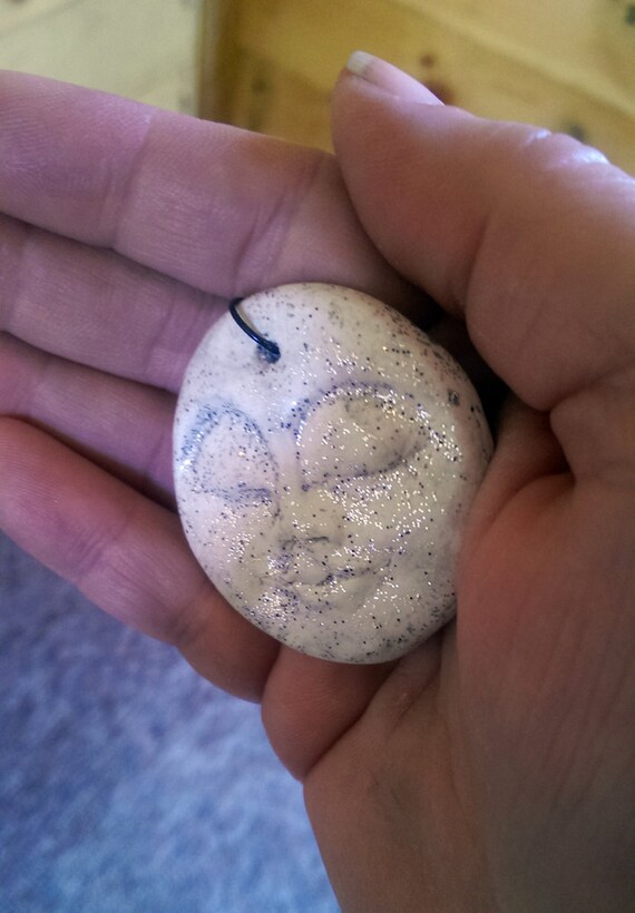 Full Moon Polymer Clay Pendant