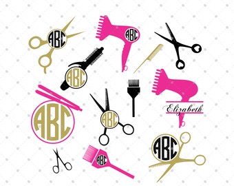 Hairdresser SVG Cut Files, Hairstylist SVG, cut files for Silhouette, cut files for Cricut, svg files, Monogram frames svg, svg files
