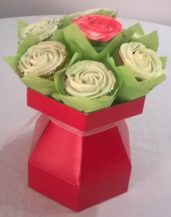 Red Cupcake Bouquet Box DIY Kit Table Decoration by CraftyCowsCo