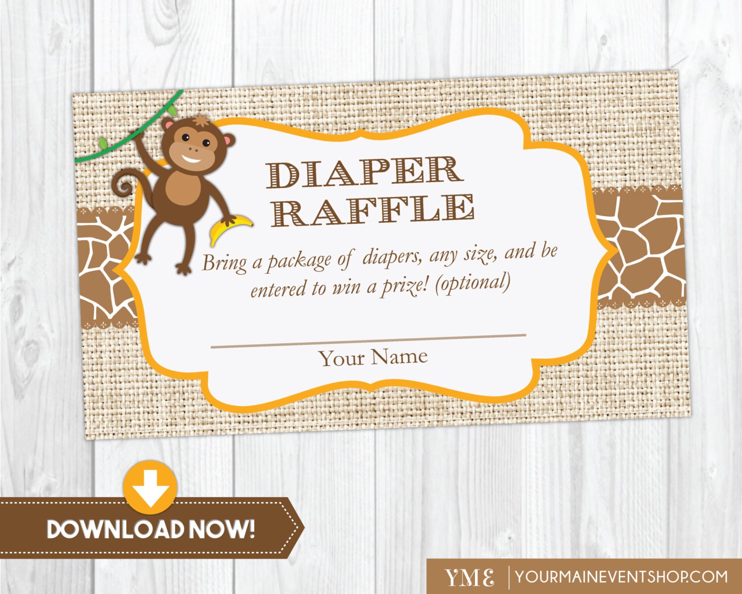 Jungle Safari Baby Shower Diaper Raffle by YourMainEventPrints